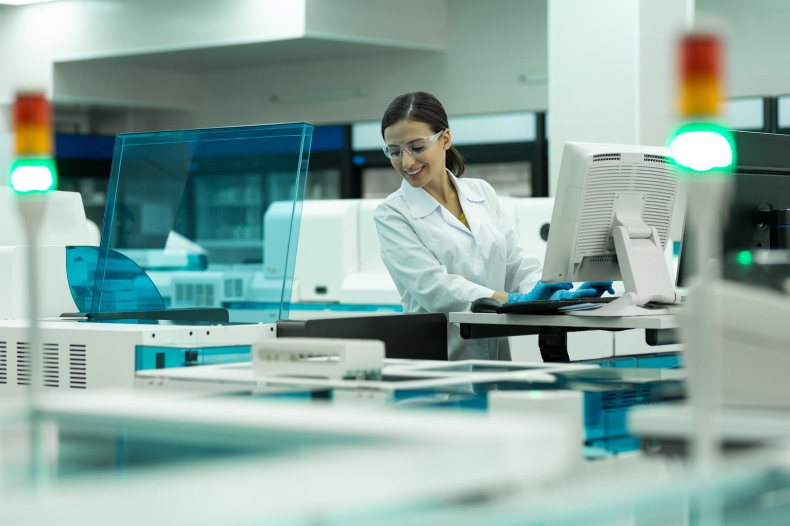 Healthcare provider reviewing clinical paperwork
