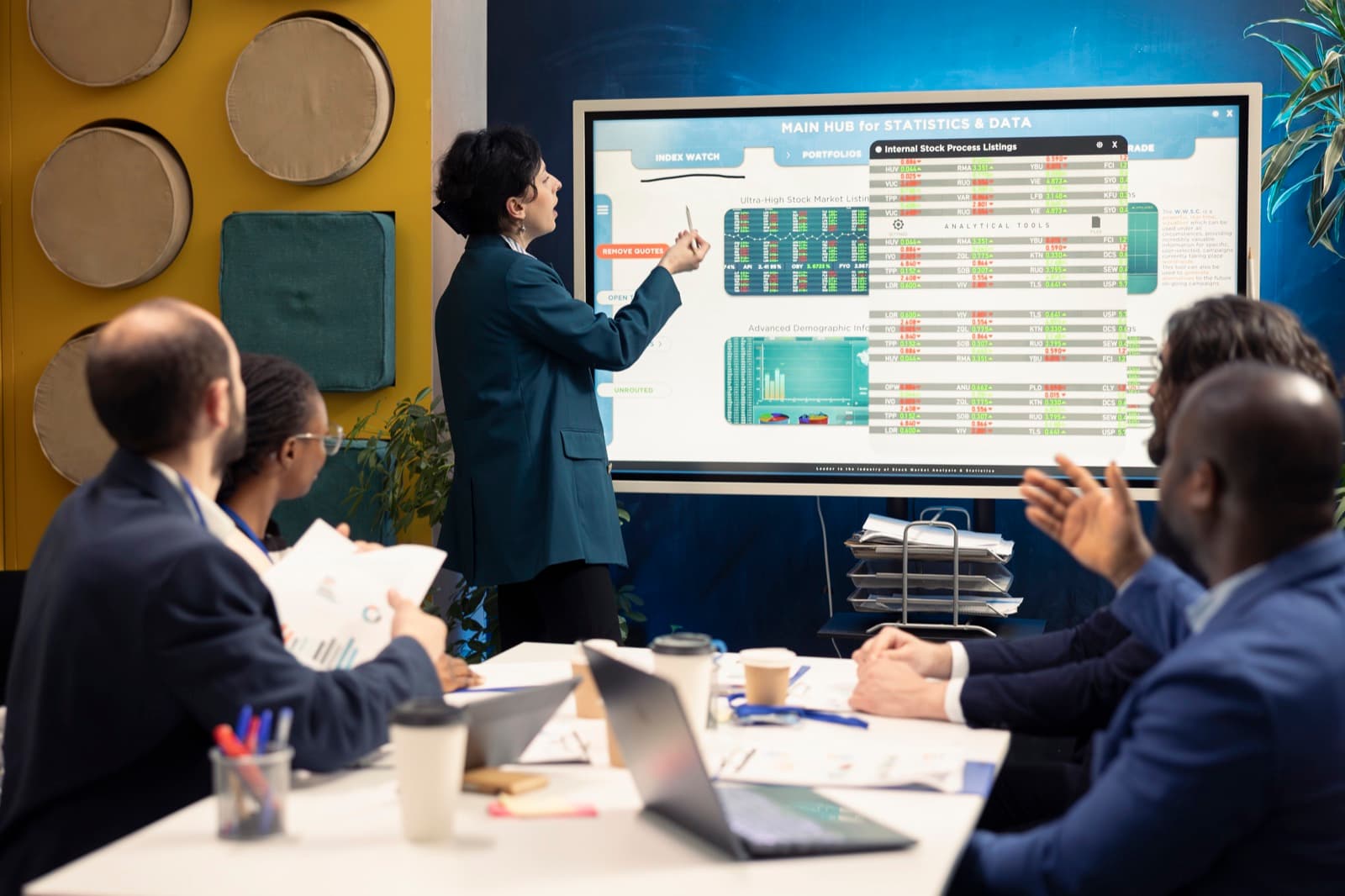 Retail team presenting in a modern office