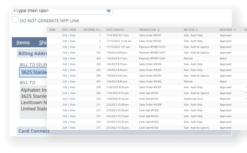 Syncard synchronized transaction data in NetSuite